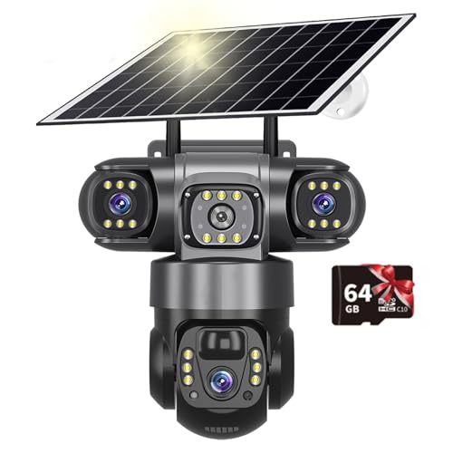 Solar Camera 4G Sim Outdoor 3 Lens 3 Screen 10X Zoom PIR Human Detect Cameras Waterproof Night Vision CCTV Security Protection