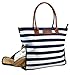 Sarah Wells Abby Breast Pump Bag (Navy Striped), With Real Leather Straps, Thermally-Lined Side Pockets for Breast Milk, Luggage Sleeve, Chic, Stylish and Functional