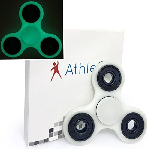 Fidget Spinner By AthleCo | Glow in the Dark Tri-Spinner High Speed EDC ADHD Stress Anxiety Relieve Ceramic Bearing Spins up to 2-4 minutes (White Glow)