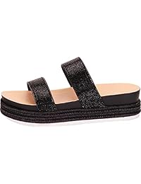 Cambridge Select - Sandalias de espadrilla para mujer, con dos tiras, con brillantes, diseño de estrás