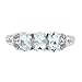 BL Jewelry Sterling Silver Genuine Natural Aquamarine & White Topaz Three Stone Ring (1 1/5 CT.T.W)