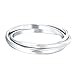 BORUO 925 Sterling Silver Ring, Fidget Ring Anxiety Ring, Triple Row Rolling Interlocking Stacking Rings, High Polish Rings for Women, Men Each Band Width 1.8mm Size 4