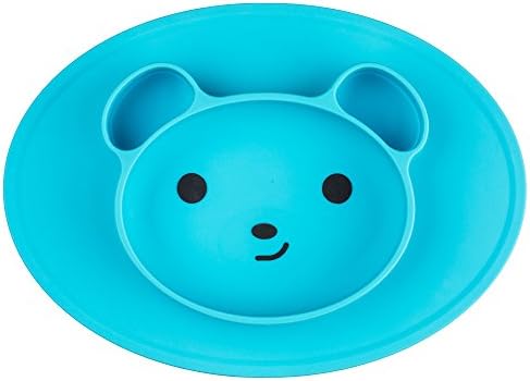 Baby Placemat Feeding Tray Silicone Suction Bear Plate By Lumipets For Toddlers, Baby, Kids, Children, Kitchen Highchair Dining Table (blue)