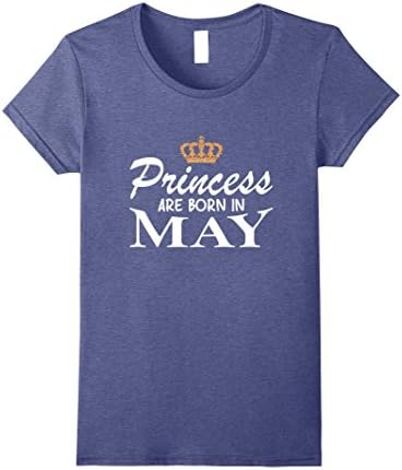 Womens Awesome Birthday Gifts Princess Are Born In May Shirt Small Heather Blue