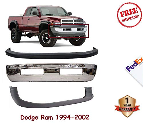 Textured Front Bumper Upper Cover For Dodge Ram 1500 2500 3500 – 1994-2002 – Black – Direct Replacement
