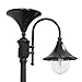 GAMA Sonic Everest Outdoor Solar Lamp Post Light Kit, Black Cast Aluminum Industrial Style Downlight Lamp, Light Pole, and Concrete Sleeve Anchors with Warm White Light 2700K (109001)