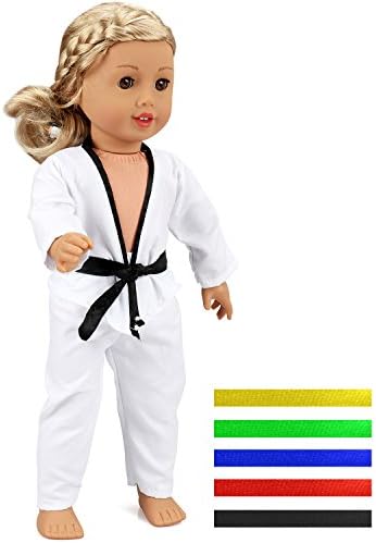 18 Inch Doll Clothes 7 pc Karate Outfits with Color Belts for American Girl Dolls by ANNTOY