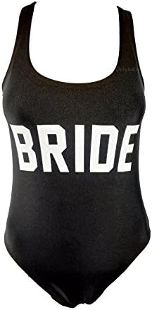 Onlybaby Women's Letter Print BRIDE Backless One Piece Swimsuits