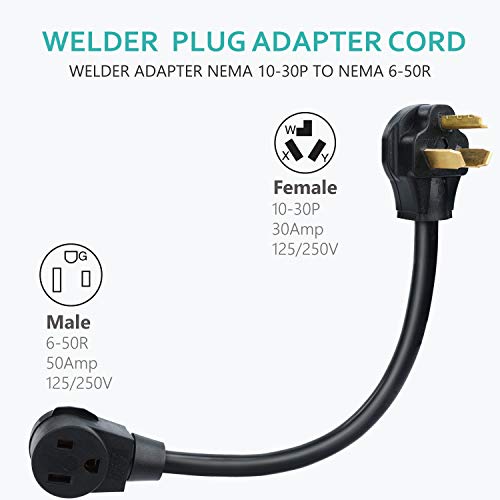 BOEEMI Welder Adapter Cord Adapts 50 amp Welder Plug to 30 amp 3Prong