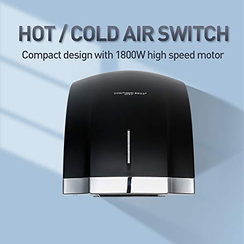 interhasa! Premium Quality High Speed 1800W Automatic Electric Commercial Hand Dryer (Black-110V)