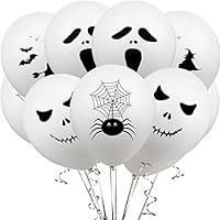 AMAWILL 43pcs Halloween Balloons Party Decorations 12inch Witch Bat Spider Grimace Terror Emoji Balloon Birthday Decor Supplies