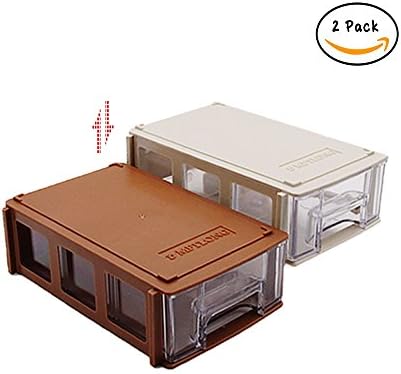 Plastic Components Storage Cases Boxes with 2 Detachable Slots Drawer Multi-style DIY Splicing for Arduino kits Laboratory Electronic Components and Small Tools (2pcs Brown &amp; White)