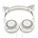Fashional Cat Ear Headphones, IPRO Cat Earphone-LED Glowing Cat Ear Head phone-Cute Headphone for Computer,Tablet,Phone,MP3,MP4,etc-Gray