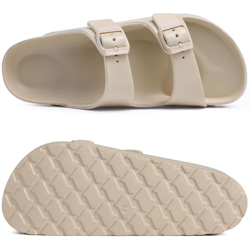 Goosecret Women's Platform Sandals with Arch Support, Chunky Lightweight Foam Slip on Slides, Comfortable Summer Beach Sandals with Adjustable Buckle