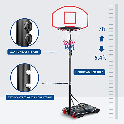 Portable Basketball Goals Outdoor Indoor, Adjustable Basketball Hoop 5.
