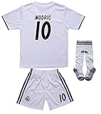textface 2018/2019 Real Madrid #10 Modric Kids Home Soccer Jersey & Shorts Youth Sizes