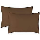 King Pillowcases by Pure Bamboo, Genuine 100% Organic Viscose Derived from Bamboo, Luxuriously Soft & Cooling, Double Stitching, Envelope Closure (2 King Pillowcases, Coconut Husk)