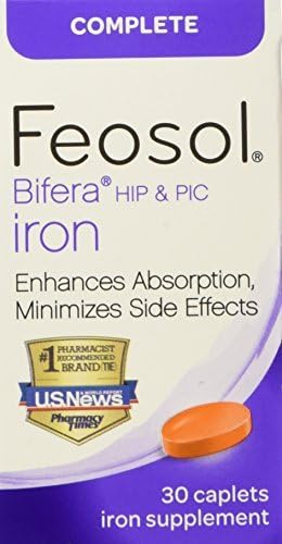 Feosol Bifera HIP &amp; PIC Iron Supplement Complete Caplets 30.0 ea. (Quantity of 3) by Feosol