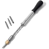 12" Yankee Screwdriver - Push Type Semi Automatic Screw Driver, 4.5mm and 5.5mm Double-Sided Philips/Flathead, PH3, and Size 7 Flat Head Bits with Quick Change Hex Chuck by Kings County Tools