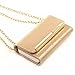 Life Sweetly Gold Premium Luxury Purse Handbag Case Wallet Leather with Metal Chain Strap for Apple iPhone 6 Plus 5.5 Inch