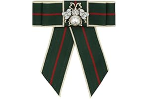 Chamvino Girls Campus wind striped bee Rhinestone bow tie shirt collar pin brooch versatile clothing accessories （Multi-colors）