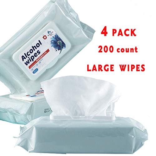 Alcohol Detergent Wipes for Adult (4 Packs,200 Wipes),Large Handi-Pack Wet Wipes(8