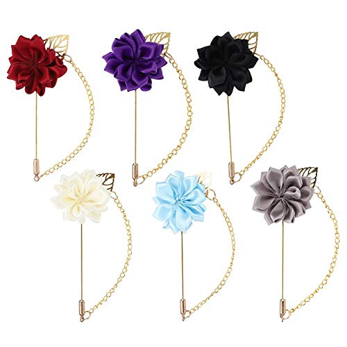 Leaf chain shirt flower, 6 pcs simple beautiful ribbon leaf chain costume man shirt flower brooch decoration, Ribbon
