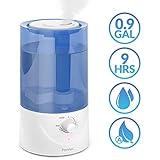 PONNYC Cool Mist Humidifier - Rotatable Mist Nozzle - Ultrasonic Humidifier for ‎Bedroom, Baby room, Home, Office, Gym - Essential Oils Diffuser - Premium Air Humidifier - 0.9 Gal, 9 hours of work‎