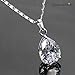 JEWELRIESHOP Super Bling Bling Classic Design Cubic Zirconia CZ Pear Shape Tear Drop Pendant Necklace