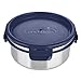 LunchBots Stainless Steel Salad Bowl with Click On Lid Lunch Containers Reusable Lunch Container with a 4 Cup Capacity - 32oz, Navy Blue Lid