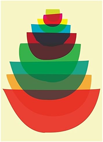 Bowl Stack Kitchen Print, Mid-Century Modern Mod Style Art Print
