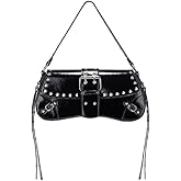Women's Shoulder Bag Studded Punk Rivet Purse Y2K PU Leather Clutch Y2k Purses for Women Small Purse Hobo Bags