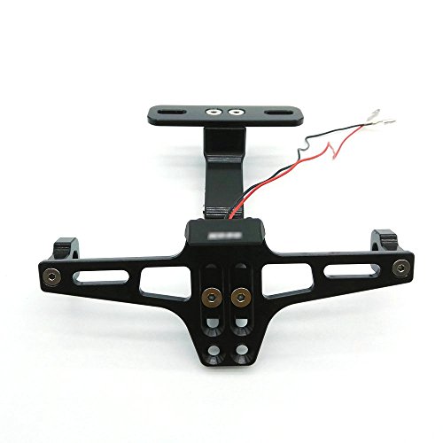 Heinmo Motocross Motorcycle Led Tail Light Adjustable License Number Plate Frame Holder Bracket Universal for Honda Yamahaï¼ˆBlackï¼‰