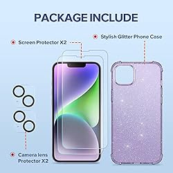 BERFY for iPhone 14 Case Glitter, with 2X Screen