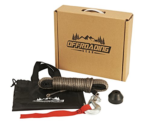 Offroading Gear 50'x1/4" Synthetic Winch Rope Kit w/Snap Hook and Rubber Stopper for 4x4/ATV/etc.