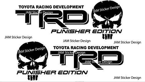 2X TRD Skull Punisher Edition Vinyl Decal 6" H x 15" W Toyota (Black)
