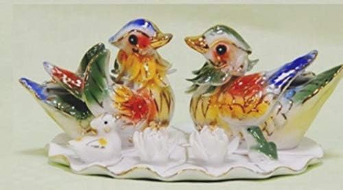 Feng Shui Mandarin Ducks- Hand Crafted and Decorated Fine Chinese Porcelain, Figurine 2125022 (Green)