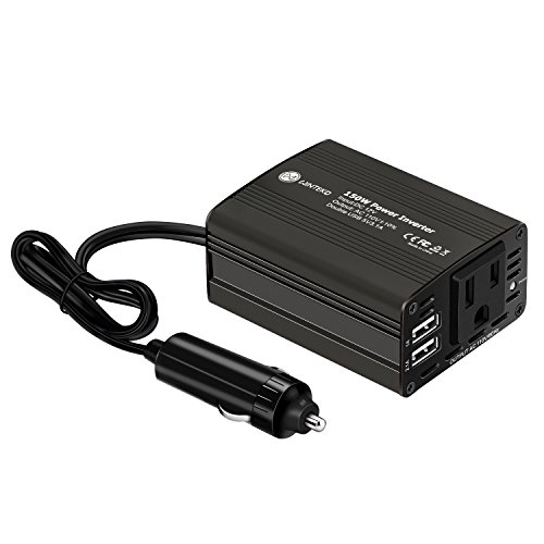 WINTEKD 150W Car Power Inverter DC 12V to 110V AC Converter with 3.1A Dual USB Charger Adapter (Black) - Thumbnail 6