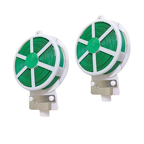 EachMay 2 Pack Garden Plant Ties with Cutter, Plastic Garden Twist Tie to Fix Plant and Tie Cables (Green, Total 358 Feet)