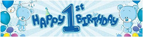 Happy Birthday Banner 1st Birthday Party Decorations Blue