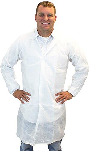 CleanPro Polypropylene Lab Coat with 3 Pockets &amp; Elastic Wrists, White, X-Large (Case of 30)