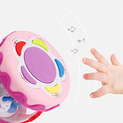 WISHTIME Baby Musical Drum Toy - Educational Learning Toy for Baby Electronic Drum Instruments with Lights for 1 2 3 Year Old Toddlers Kids Boys and Girls(Pink) - Thumbnail 3