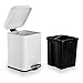 BINO Stainless Steel 1.6 Gallon / 6 Liter Square Step Trash Can, Matte White