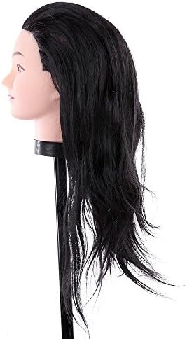 Hair Black Dummy Model Mannequin Cut Hairdressing Training Practice Head Long