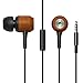 Divine Music 4 U Noise Cancelling Wood In-Ear Headphones-Earphones for Women & Men Provide Crystal Clear Stereo Sound,High Bass w/Inline Microphone & Controls, 2 Cords (Brown and Black)