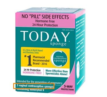 Today Sponge Vaginal Birth Control, Green, 3 Count (2 Pack (3 Count))