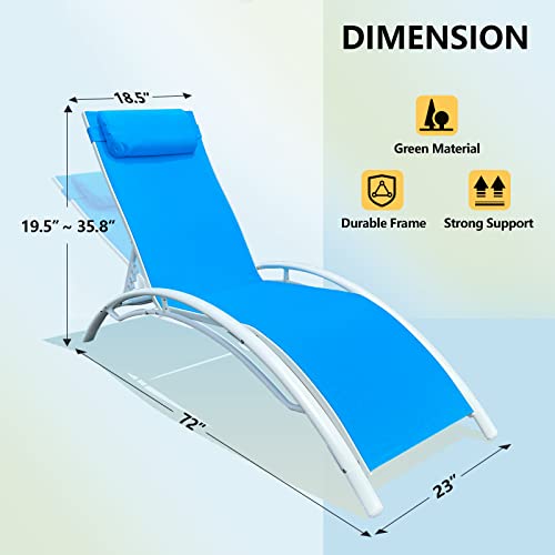 Patio Lounge Chairs Set Outdoor Chaise Lounge Recliner,Tanning Chairs