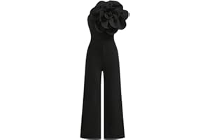 OYOANGLE Girl's 3D Floral Tank Jumpsuits Sleeveless Asymmetrical Neck Straight Leg Long Pants Rompers