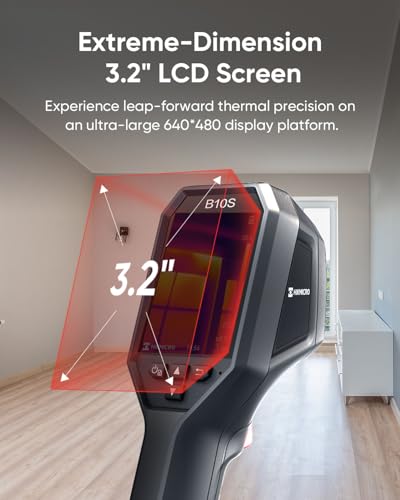 HIKMICRO B10S Thermal Camera 256 x 192 IR Resolution with 2MP Visual Camera, 3.2" 640 × 480 Resolution LCD Screen Thermal Imaging Scanner for Home Inspection, SuperScene™, 25 Hz Refresh Rate