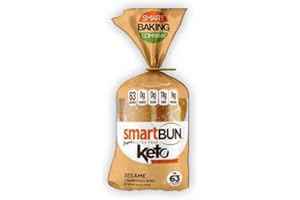 SMART BAKING COMPANY Keto Hamburger Buns, SmartBUN, 0 Net Carbs, Gluten Free, Low Carb Bread, Box of 4 Buns (Sesame)